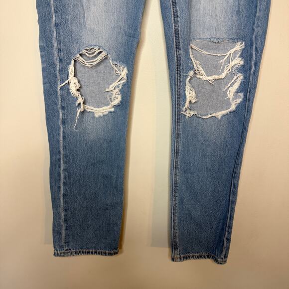 American Eagle Tomgirl Distressed Jeans Size 0 Short Medium Wash - Picture 3 of 10